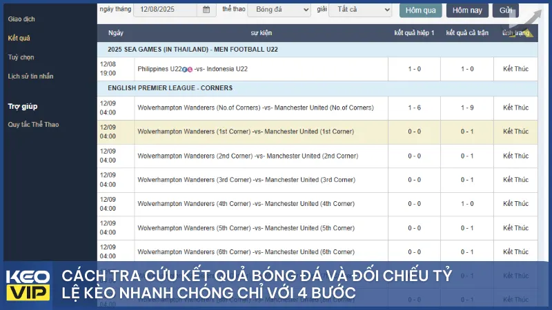Cách tra cứu kết quả bóng đá và đối chiếu tỷ lệ kèo nhanh chóng chỉ với 4 bước